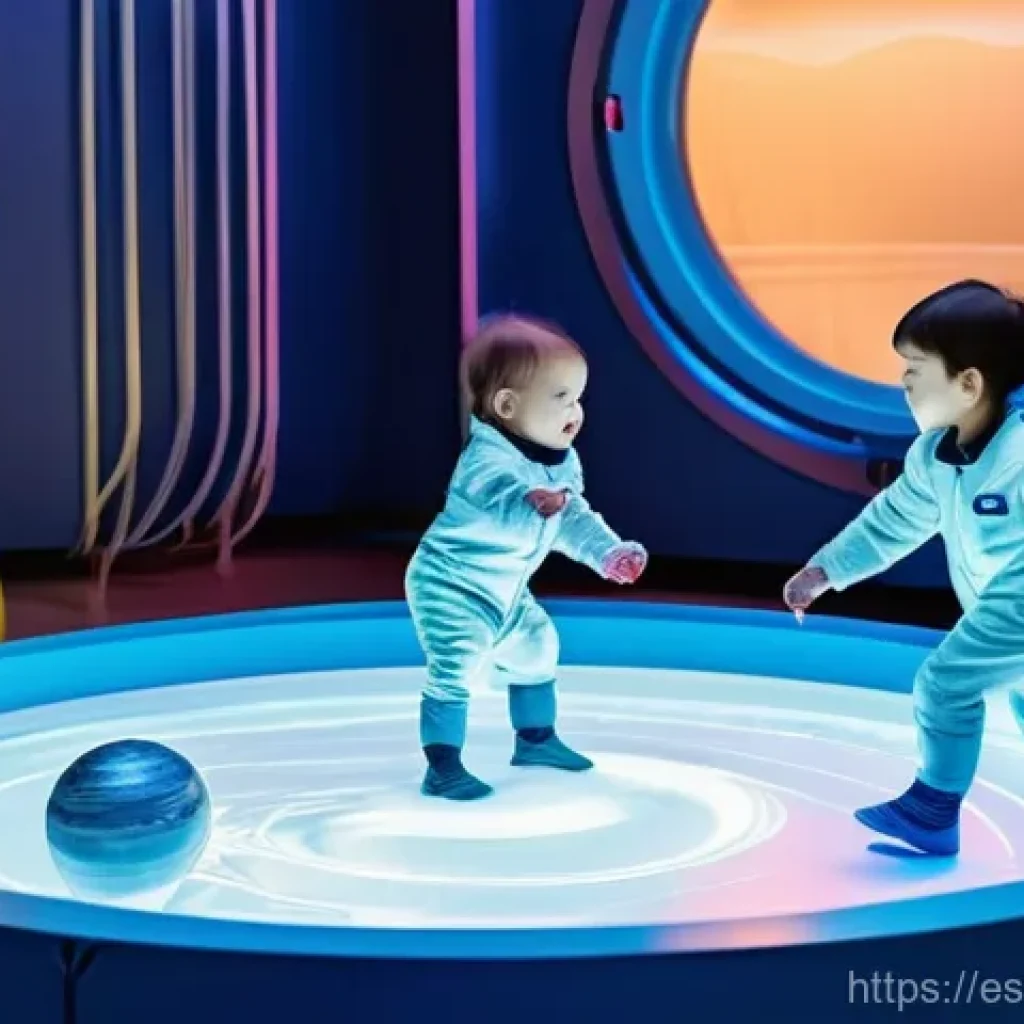 우주 식민지에서의 과학적 발견과 윤리 - Future Generation: Children in a Lunar Colony Play Area**
A vibrant and heartwarming scene inside a ...