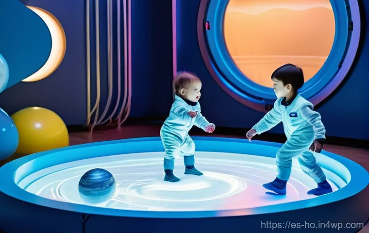 우주 식민지에서의 과학적 발견과 윤리 - Future Generation: Children in a Lunar Colony Play Area**
A vibrant and heartwarming scene inside a ...