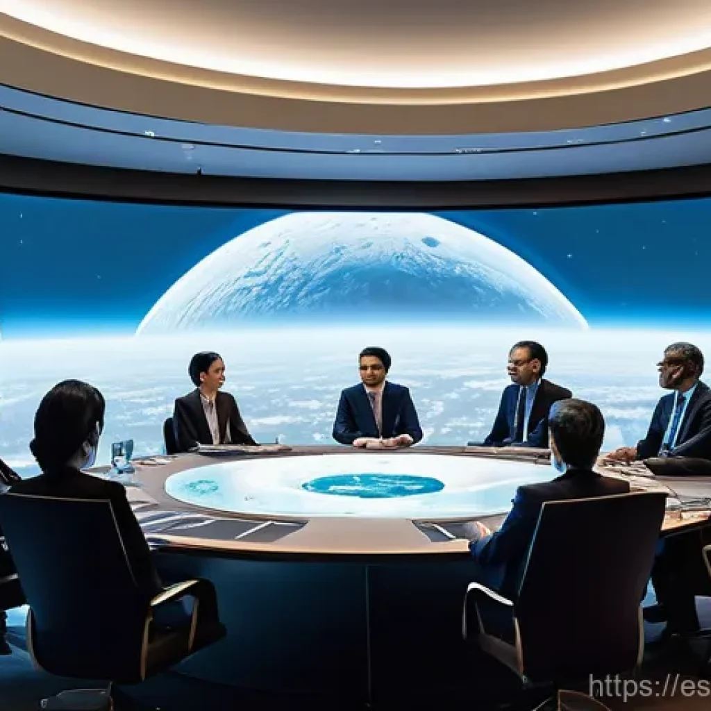 우주 식민지 개발에 대한 국제법적 고찰 - **"International Space Law Summit in a Lunar Metropolis"**
    A highly detailed, wide-angle shot of...