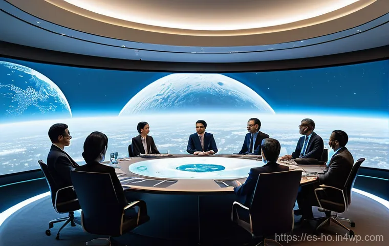 우주 식민지 개발에 대한 국제법적 고찰 - **"International Space Law Summit in a Lunar Metropolis"**
A highly detailed, wide-angle shot of...