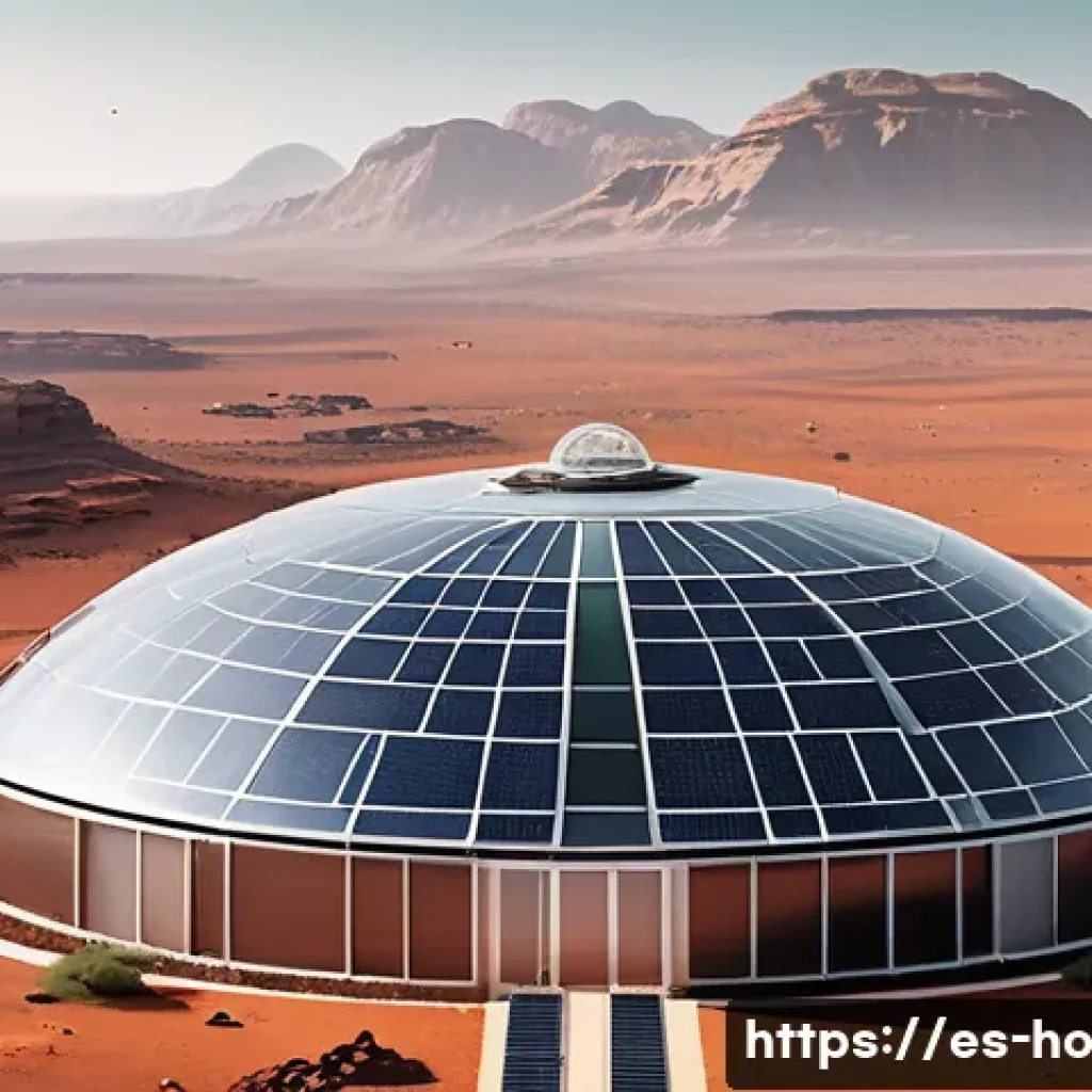 우주 식민지 개발과 사회적 변화의 윤리적 측면 - A futuristic space colony governance meeting scene set inside a transparent biodome on Mars, showing...