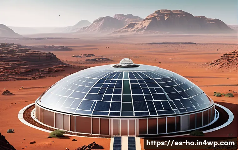 우주 식민지 개발과 사회적 변화의 윤리적 측면 - A futuristic space colony governance meeting scene set inside a transparent biodome on Mars, showing...