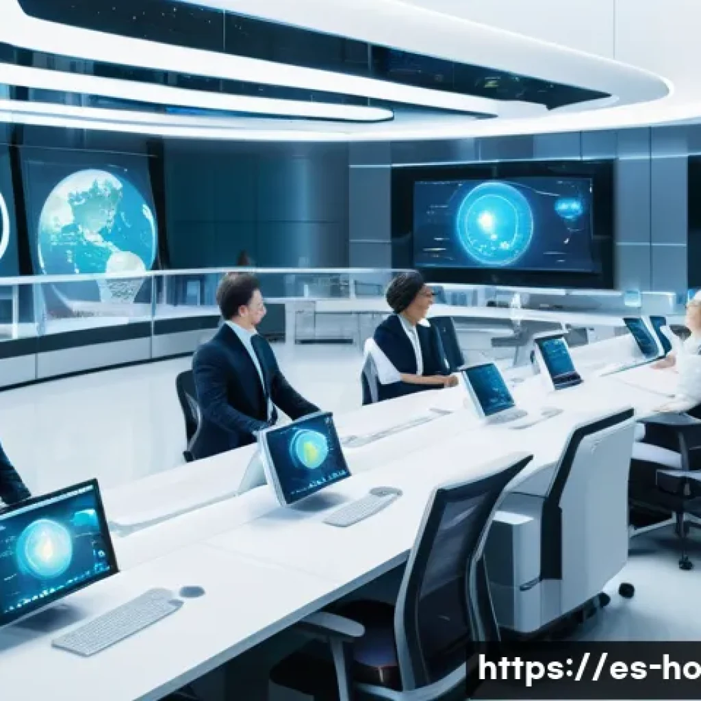 우주 식민지에서의 기업의 윤리적 역할 - A futuristic space colony interior showing a diverse group of workers wearing clean, modest uniforms...