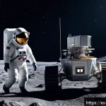 Home 22 우주 식민지에서의 자원 착취와 윤리 - A futuristic scene depicting a responsible space mining operation on an asteroid, featuring advanced...